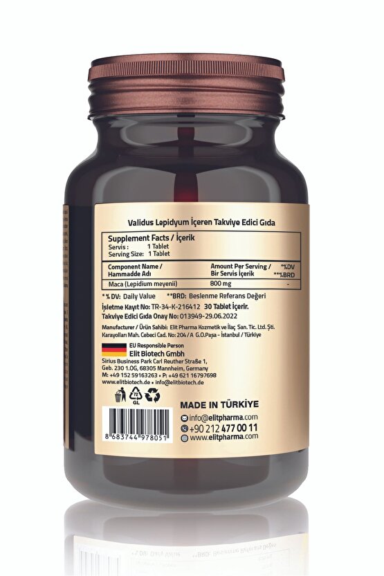 Maca 800 Mg 30 Tablets