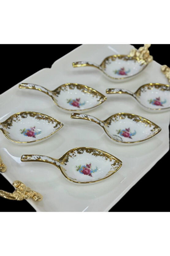 Çırağan Home Çiçekli 6’lı Porselen Lokumluk Sunumluk