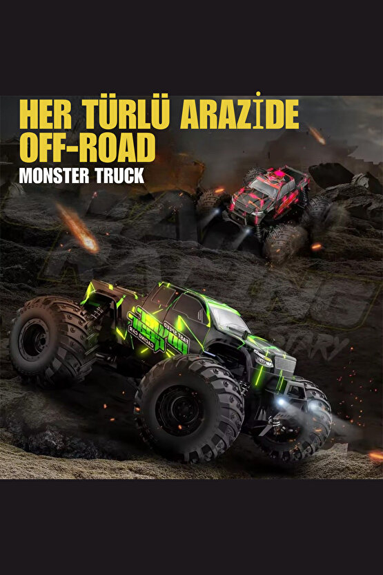 Oyuncak 2.4 Ghz Uzaktan Kumandalı Dev Teker 4X4 20 Km Hız Yapan Rock Crawler Araba Monster