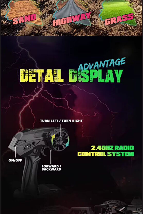 Oyuncak 2.4 Ghz Uzaktan Kumandalı Dev Teker 4X4 20 Km Hız Yapan Rock Crawler Araba Monster