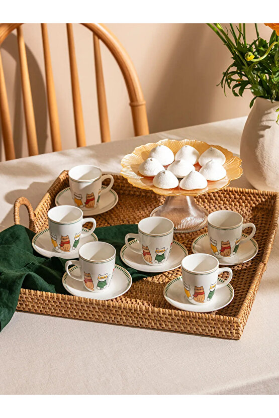 LCW HOME Karışık Baskılı 6 Kişilik Porselen Kahve Fincan Takımı 90 Ml