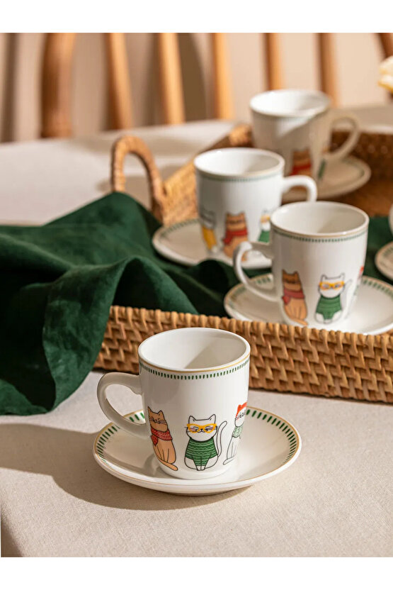 LCW HOME Karışık Baskılı 6 Kişilik Porselen Kahve Fincan Takımı 90 Ml