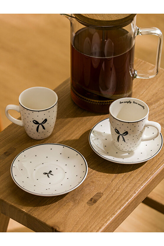 LCW HOME Siyah 2 Kişilik Porselen Kahve Fincan Takımı 90 Ml