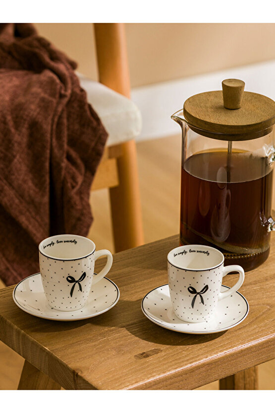 LCW HOME Siyah 2 Kişilik Porselen Kahve Fincan Takımı 90 Ml