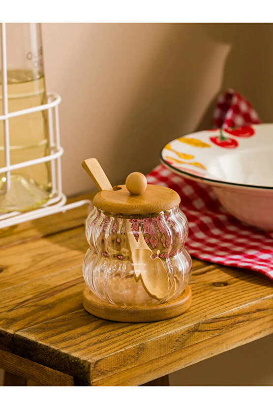 LCW HOME Renksiz Ahşap Kapaklı Cam Saklama Kabı 300 Ml