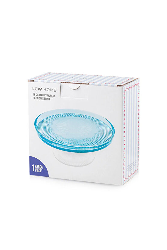 LCW HOME Turkuaz Dekoratif Cam Ayaklı Sunumluk 16 cm