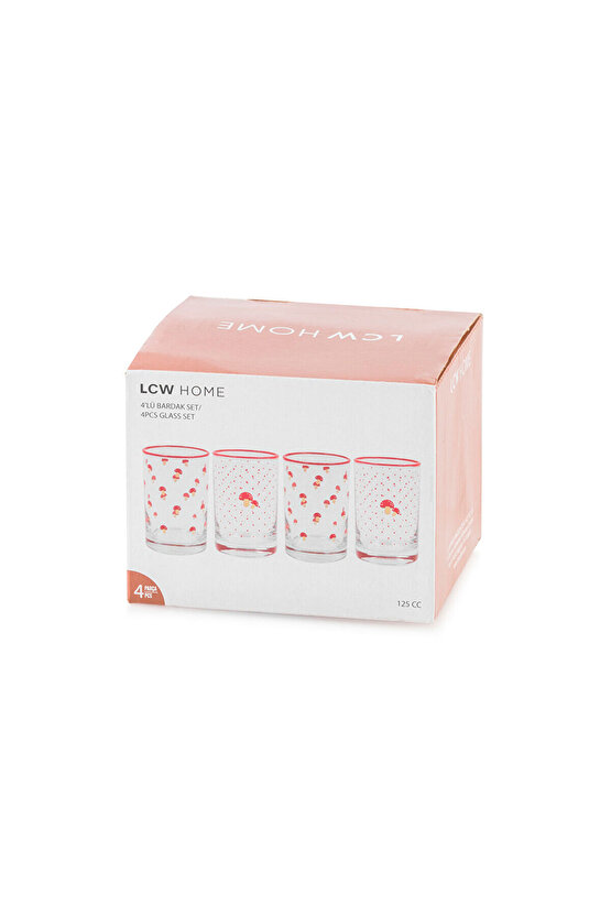 Karişik Mantar Baskılı Cam Su Bardağı 4lü 125 ml