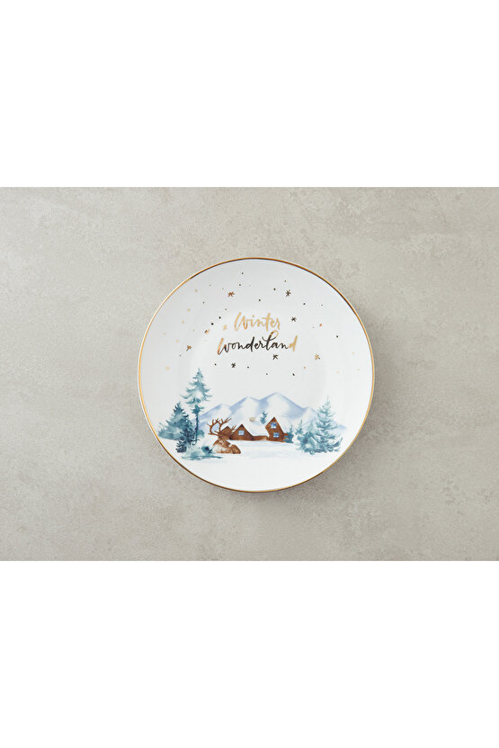 Winter Wonderland New Bone China Pasta Tabağı Gold