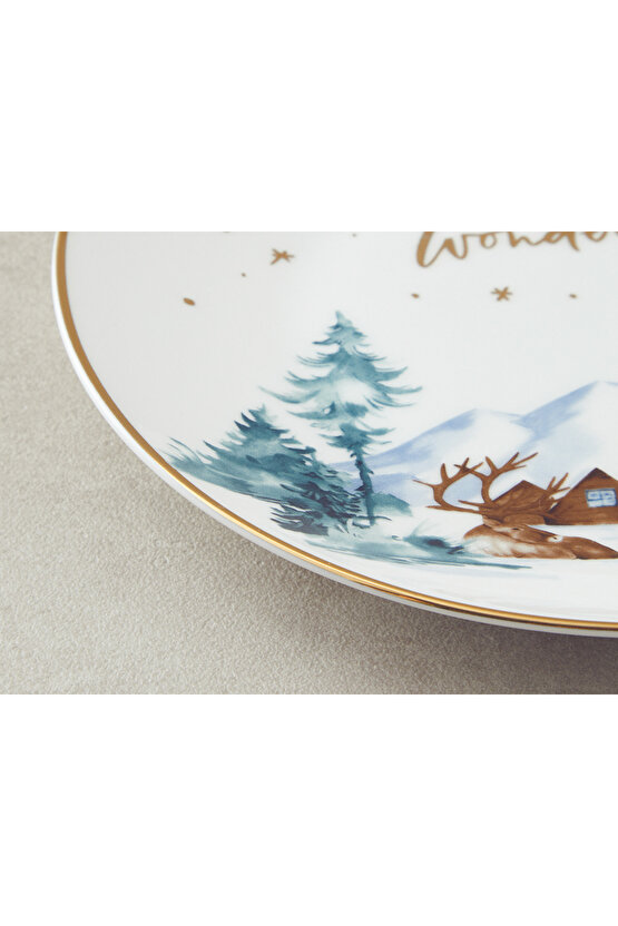 Winter Wonderland New Bone China Pasta Tabağı Gold
