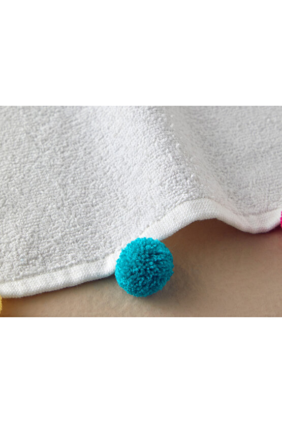 Yılbaşı Paintball Pamuklu Ponponlu El Havlusu 30x50 Cm Ekru