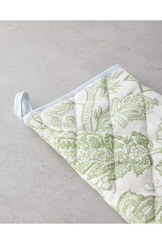 Greenery Pamuk Polyester 2 Parça Mutfak Seti 17x30 cm+20x20 cm Beyaz - Yeşil