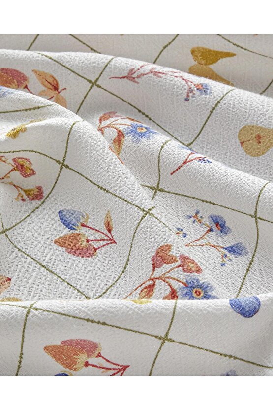 Pear Garden Baskılı Çift Kişilik King Size Pike Takımı 200x220 cm Yeşil