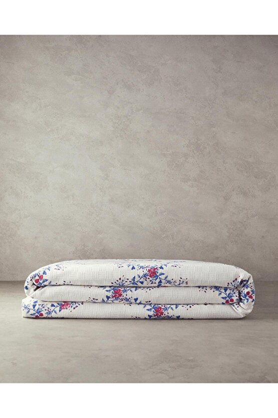 Floral Slice Tek Kişilik Pike Koyu Mavi