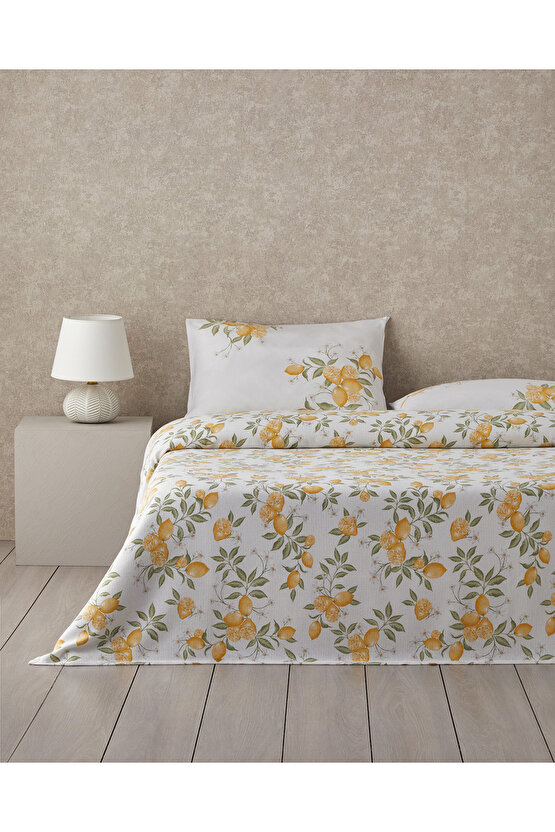 Amalfi Breeze Baskılı Çift Kişilik Pike Takımı 200x220 cm Sarı