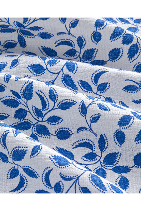 Leaf Harmony Baskılı Pamuklu Çift Kişilik Pike 200x220 cm Lacivert