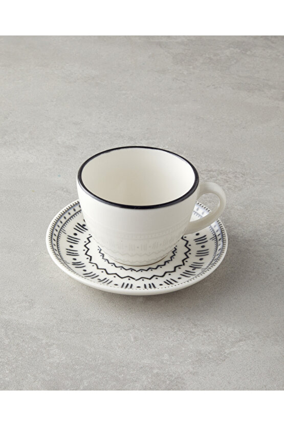 Deco Bone Porselen 4 Parça 2 Kişilik Fincan Takımı 220 ml Siyah