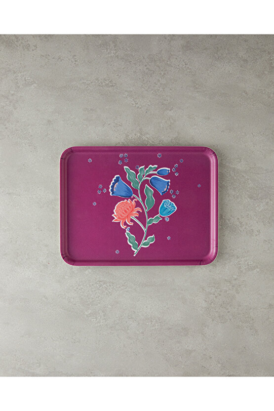 Carnival Posy Melamin Kaydırmaz Tepsi 27x36 cm Fuşya