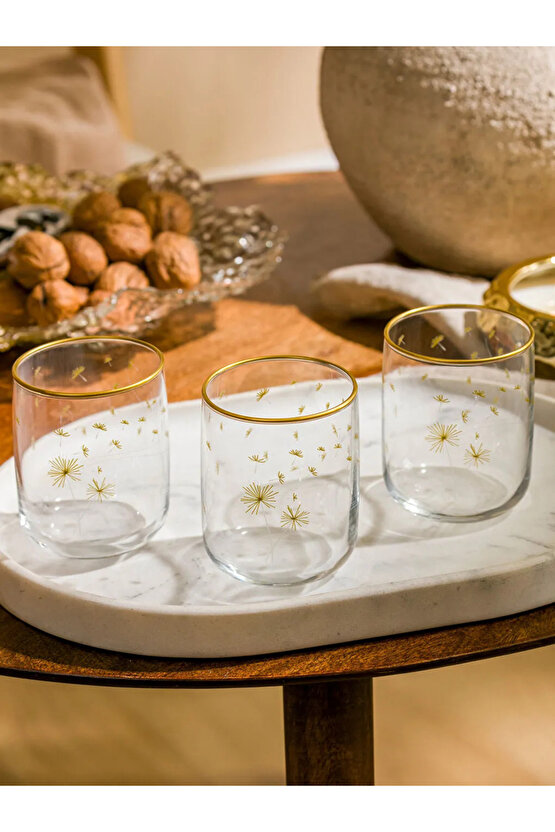 LCW Sarı Çiçek Baskılı Cam Su Bardağı 3lü 280 Ml