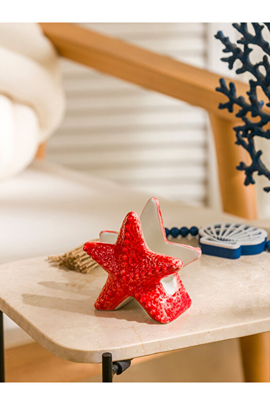 Mercan Yıldız Figürlü Seramik Peçetelik 11 cm