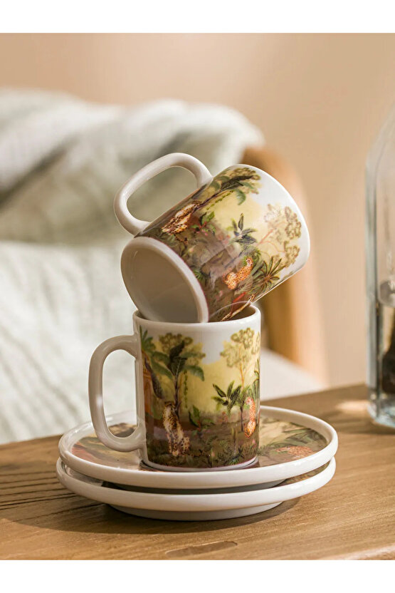 LCW HOME Karışık Baskılı 2 Kişilik Porselen Kahve Fincan Takımı 90 ml