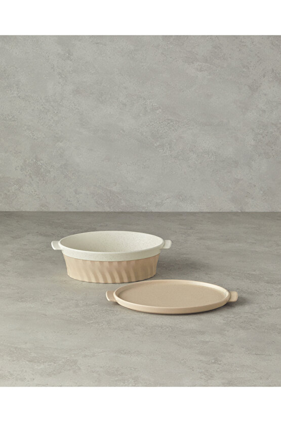 Pure Stoneware Oval Fırın Tenceresi 28x17,8x8 cm Krem