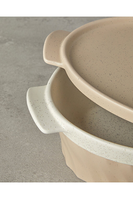 Pure Stoneware Oval Fırın Tenceresi 28x17,8x8 cm Krem