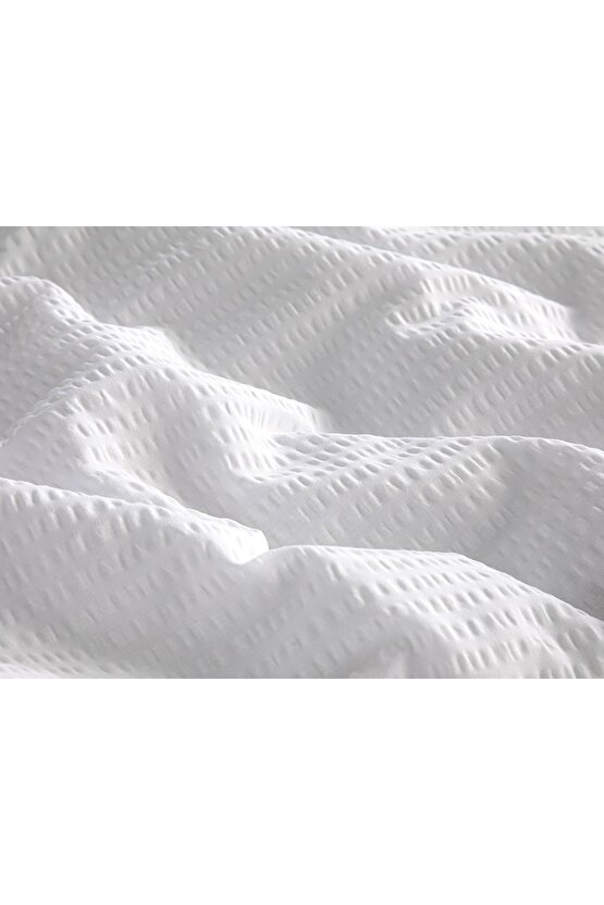 Showy 0;5 Cm Gofre King Size Set Lenjerıe De Pat 240x220 Cm White