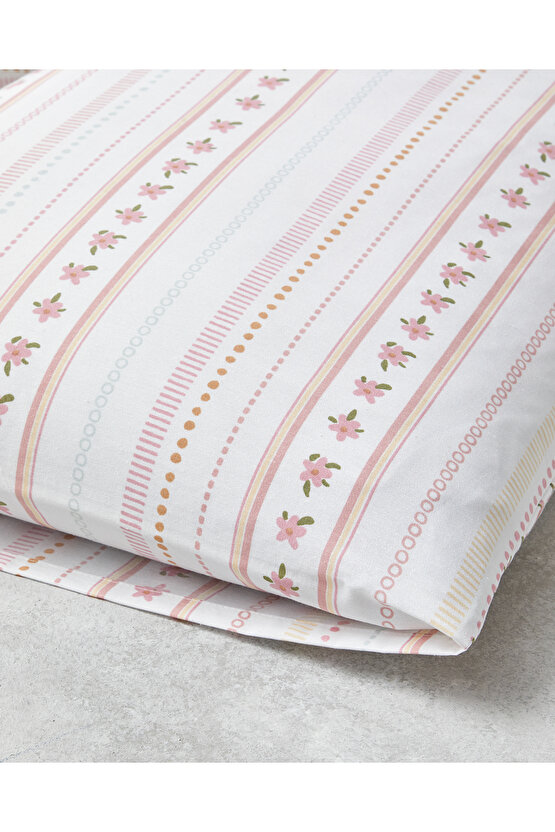 Daisy Stripes Kolay Ütülenir 2li Yastık Kılıfı 50x70 cm Pembe