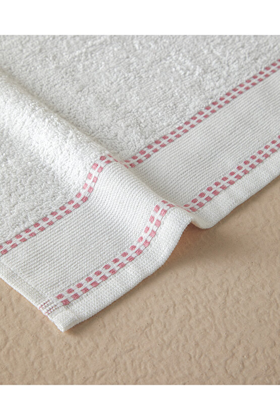 Lega Pamuklu Armürlü Yüz Havlusu Seti Ekru - Pembe