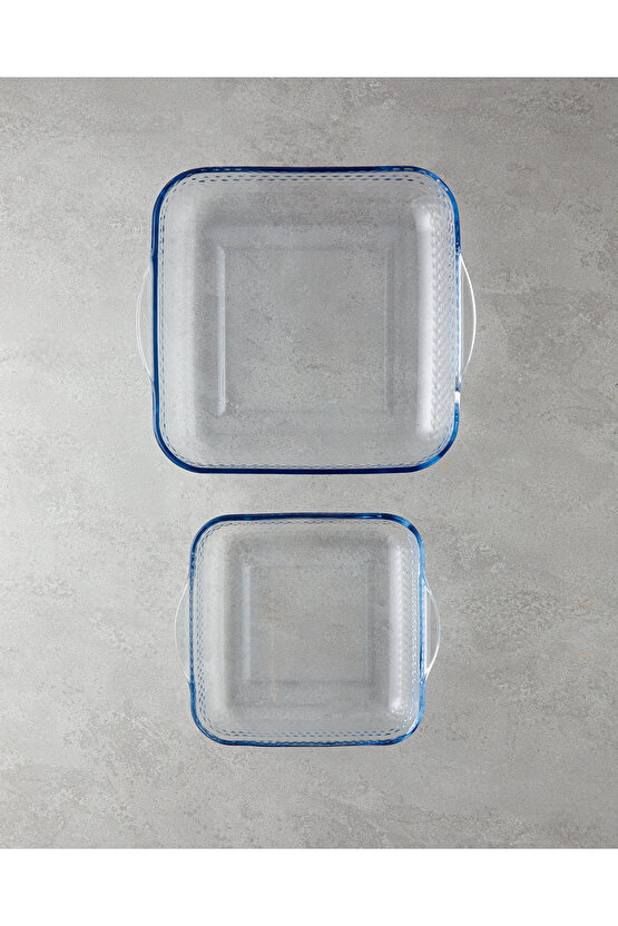 Bake&Serve Cam 2’li Kare Fırın Kabı 27x30-21x23 cm Şeffaf