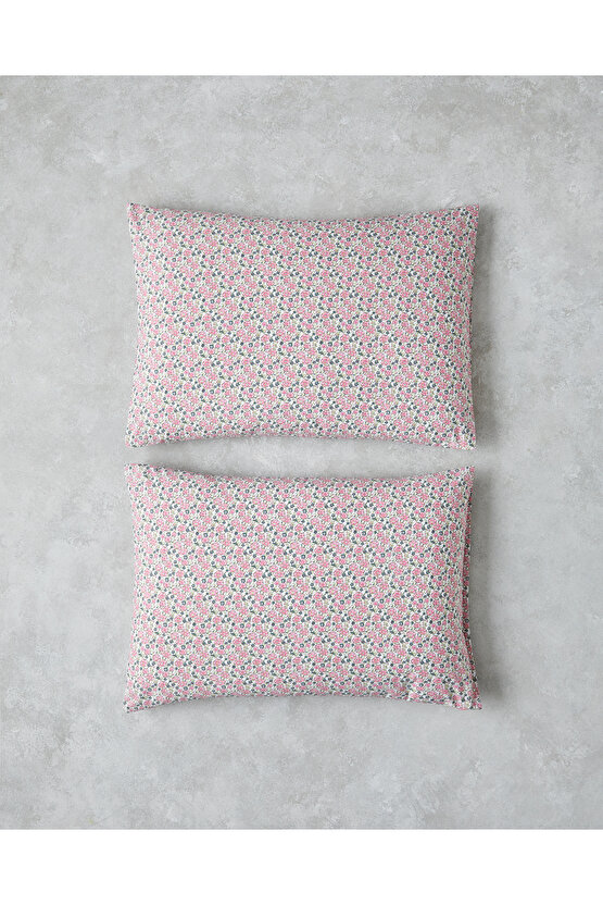Bright Floral Kolay Ütülenir 2li Yastık Kılıfı 50x70 cm Pembe