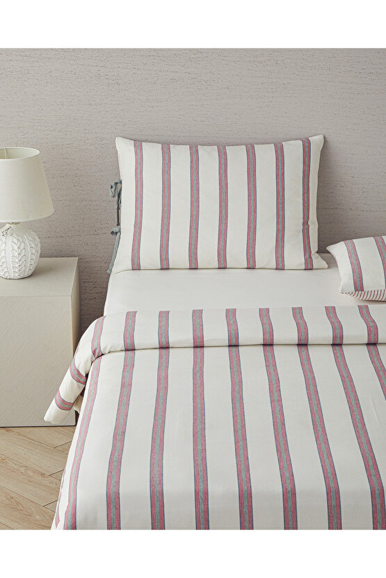 Cool Stripe İpliği Boyalı Çift Kişilik Nevresim Takımı 200x220 cm Bordo-Yeşil