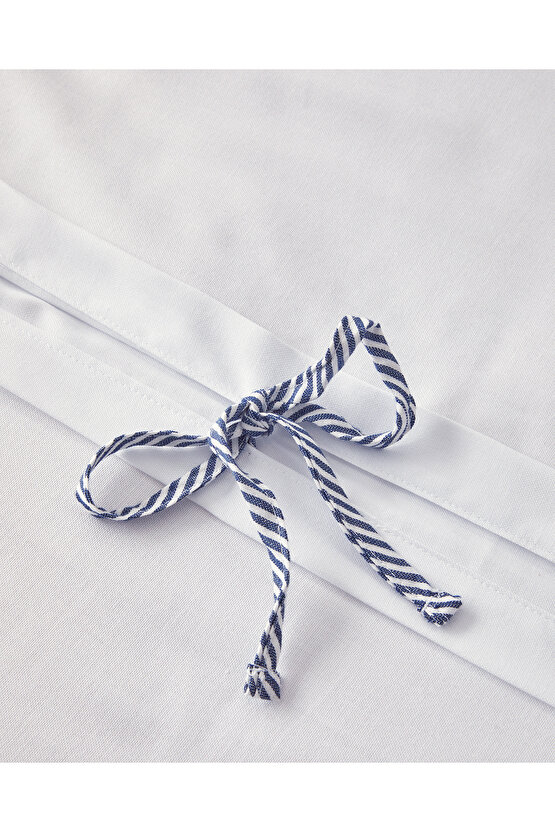 Comfy Plain Çift Kişilik Nevresim Takımı Beyaz - Lacivert