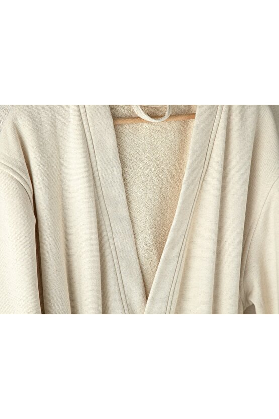 Natural Pamuk & Keten Kimono Bornoz S-m Bej