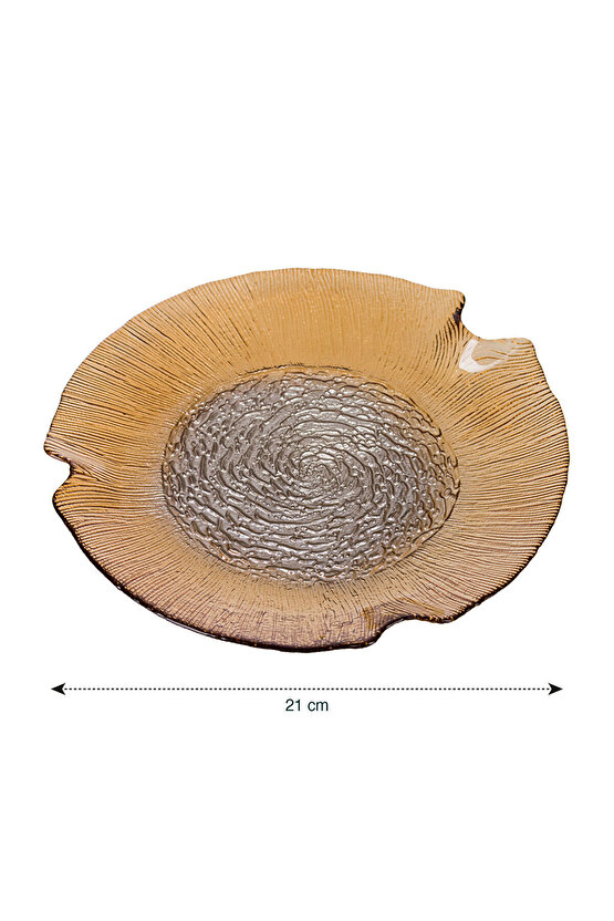 LCW HOME Koyu Bej Desenli Cam Pasta Tabağı Seti 4lü