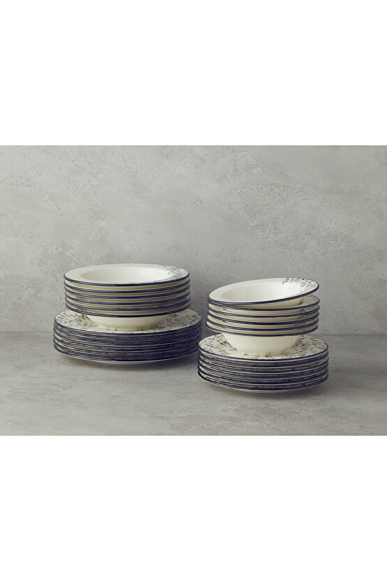 Mystic Porselen 24 Parça 6 Kişilik Yemek Takımı Siyah