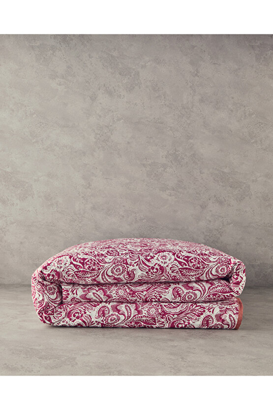 Folk Art Tek Kişilik Çok Amaçlı Örtü Koyu Pembe