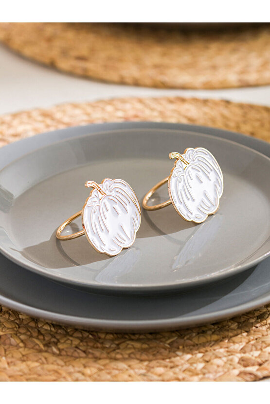 LCW HOME Ekru Bal Kabağı Baskılı Peçete Yüzüğü 2li