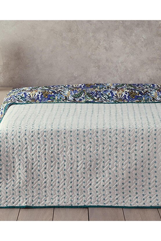 Floral Charm Çift Taraflı King Size Çok Amaçlı Örtü Mavi