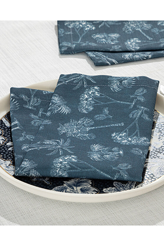 Toile Plants Polyester 2li Misafir Peçetesi 40x40 Koyu Lacivert