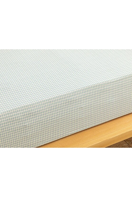 Wave Dots Kolay Ütülenir Tek Kişilik Lastıklı Çarşaf 100x200 Cm Seledon