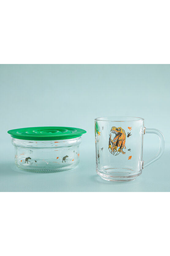 Dinosaurs World Cam Bebe Mama Takımı Yeşil