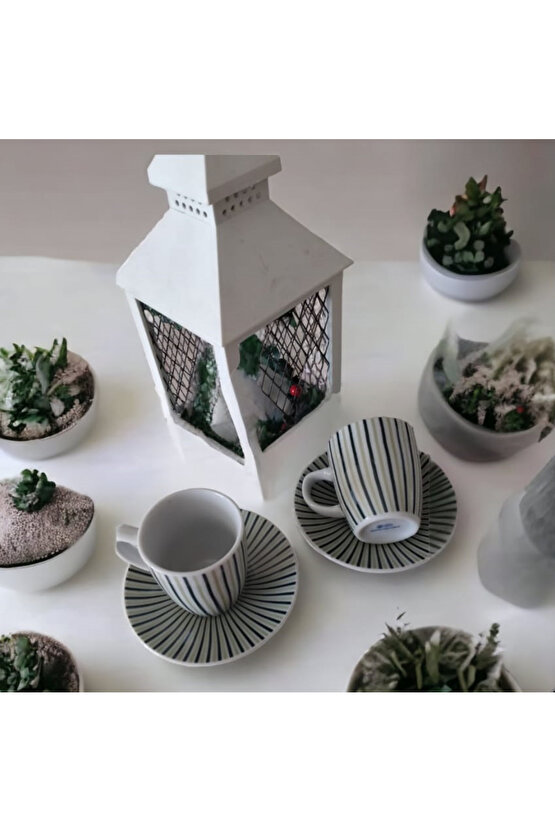 Colour comb Porselen 4 parça 2 Kişilik Kahve Fincanı