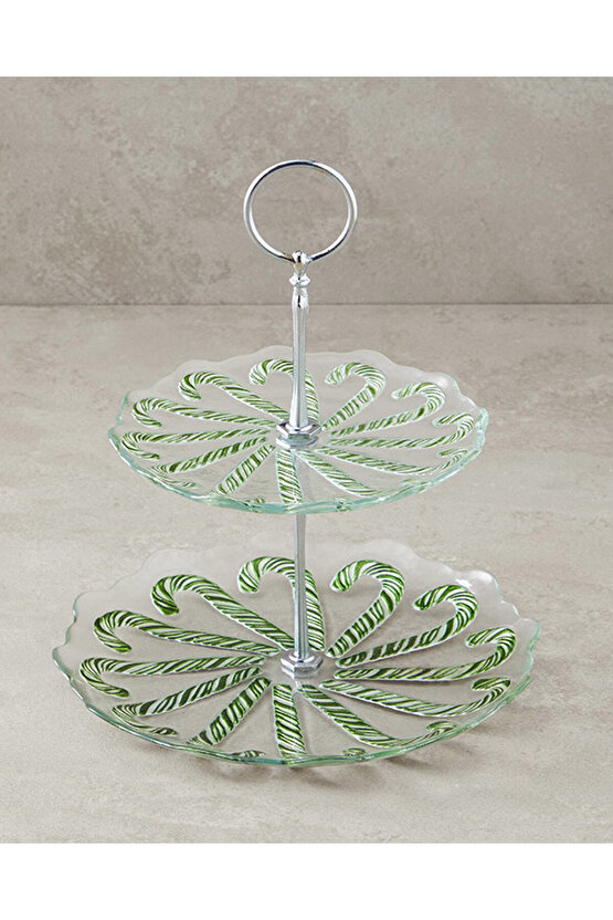 Candy Cane Cam Katlı Servis Yeşil