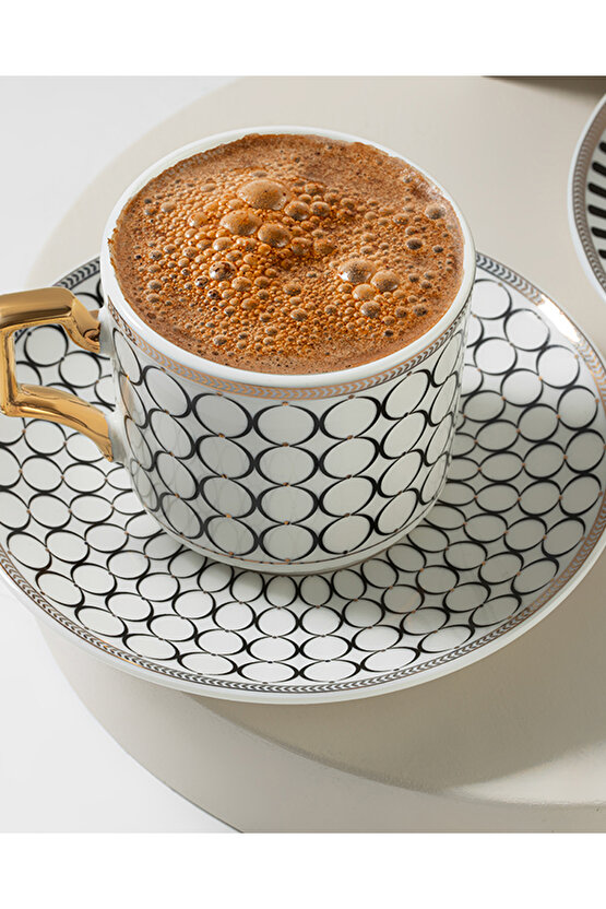 Rabecca New Bone China Kahve Fincan Takımı 4 Parça 2 Kişilik Siyah