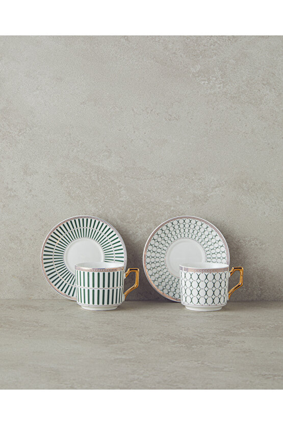 Rabecca Porselen 2li Kahve Fincan Takımı 90 ml Yeşil