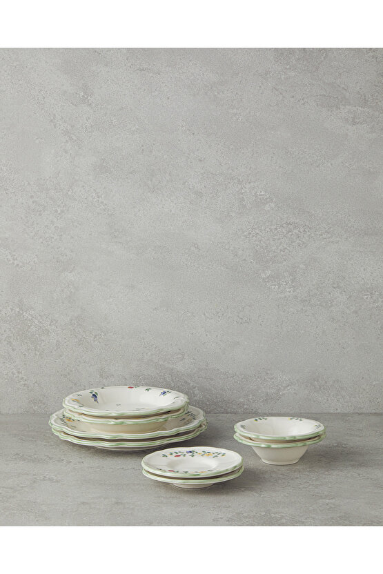 Fiorellino Porselen 8 Parça 2 Kişilik Kahvaltı Takımı Yeşil-sarı-pembe-mavi