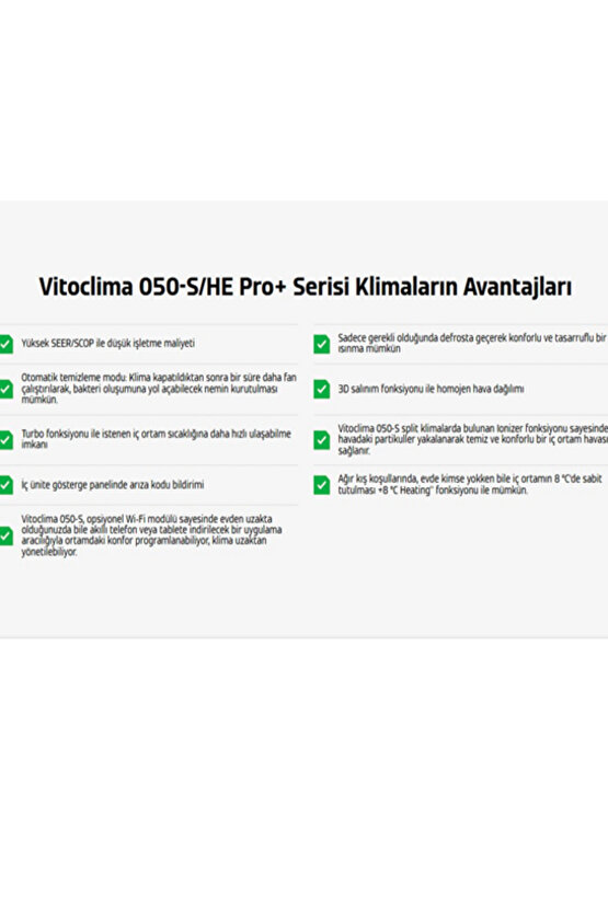 Vitoclima 050 Pro 12.000 Btu Inverter Split Klima R32 A Beyaz 2025(MONTAJ DAHİL)