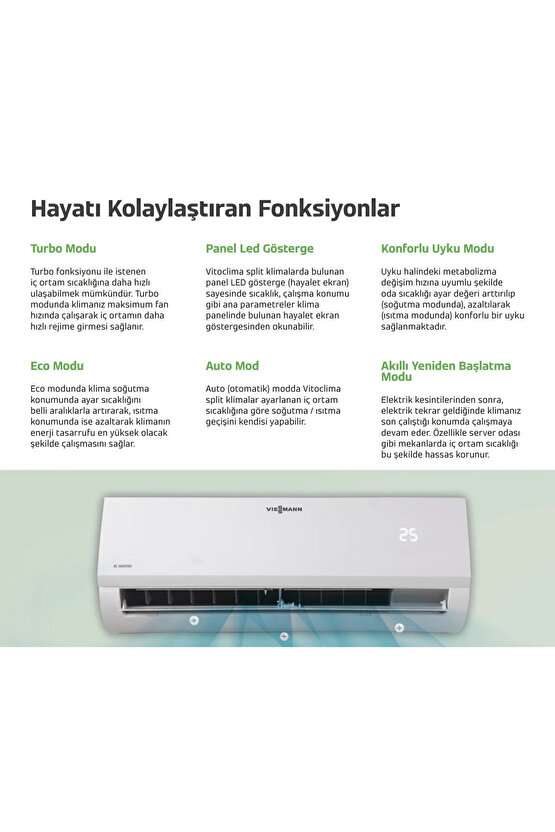 Vitoclima 050 Pro 12.000 Btu Inverter Split Klima R32 A Beyaz 2025(MONTAJ DAHİL)