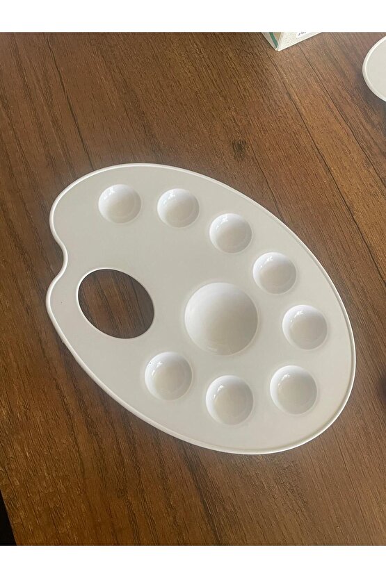 RESİM PALETİ beyaz 9 gözlü plastik palet